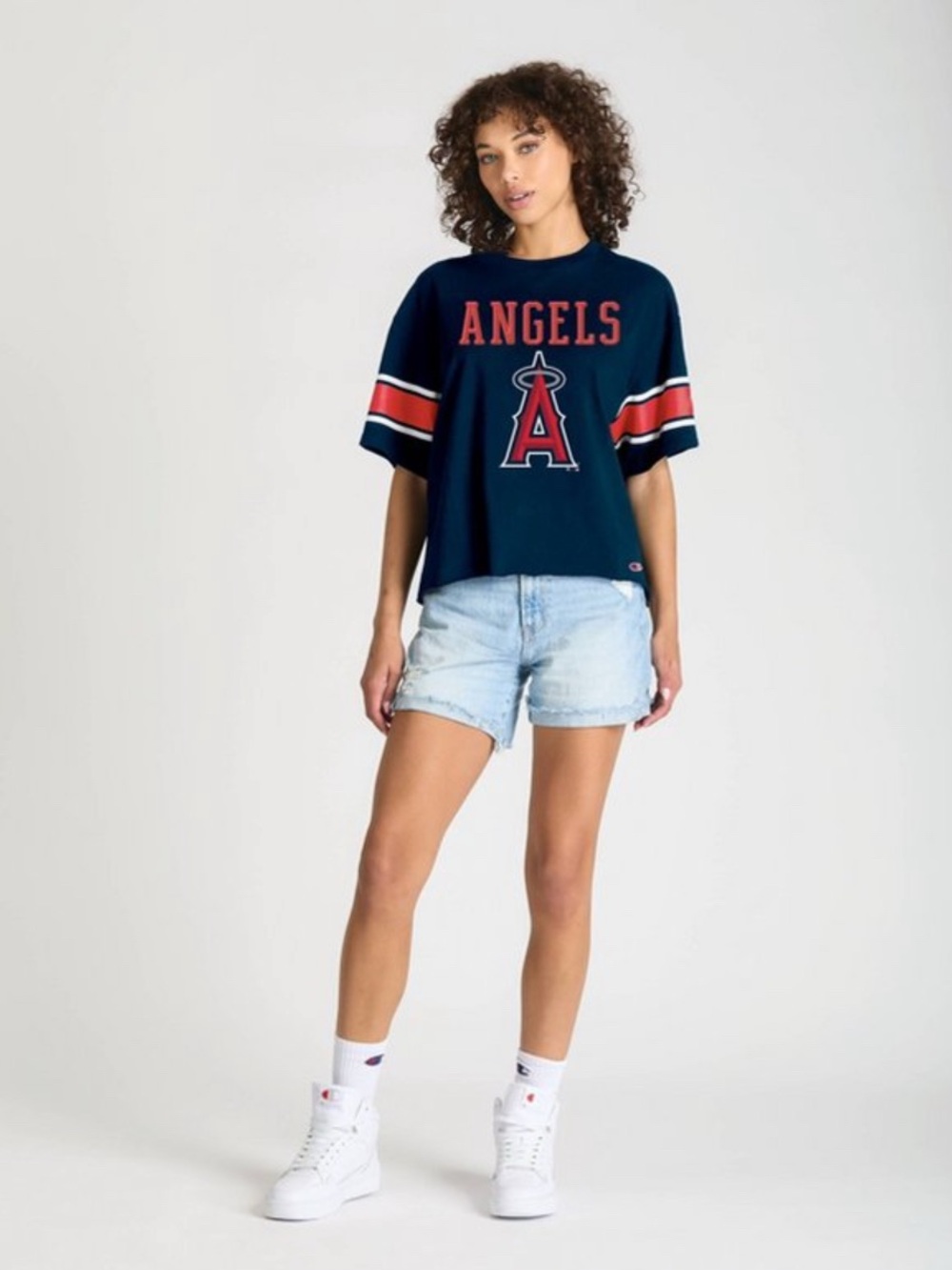 MLB Los Angeles Angels Women's Champion Sequin Print T-Shirt